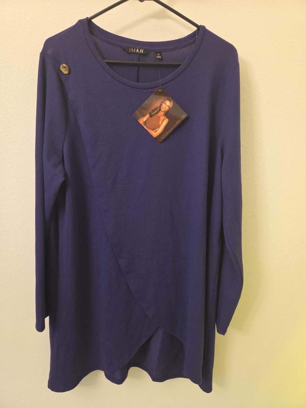 IMAN Purple Long-Sleeve Tulip Front Top - Picture 2 of 4